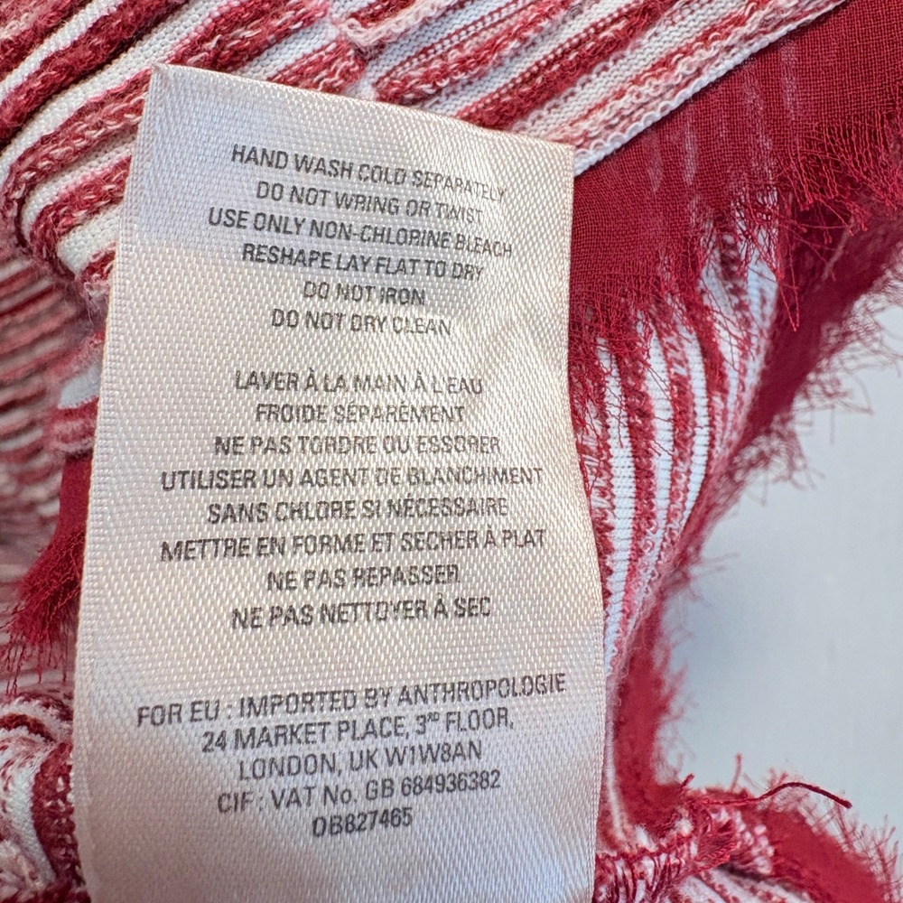 Anthropologie Indira Tank Top  Red White Striped Textured Tank Top Shell Size M - Picture 5 of 9